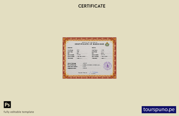 Plantilla PSD de certificado de matrimonio de San Marino listo para imprimir